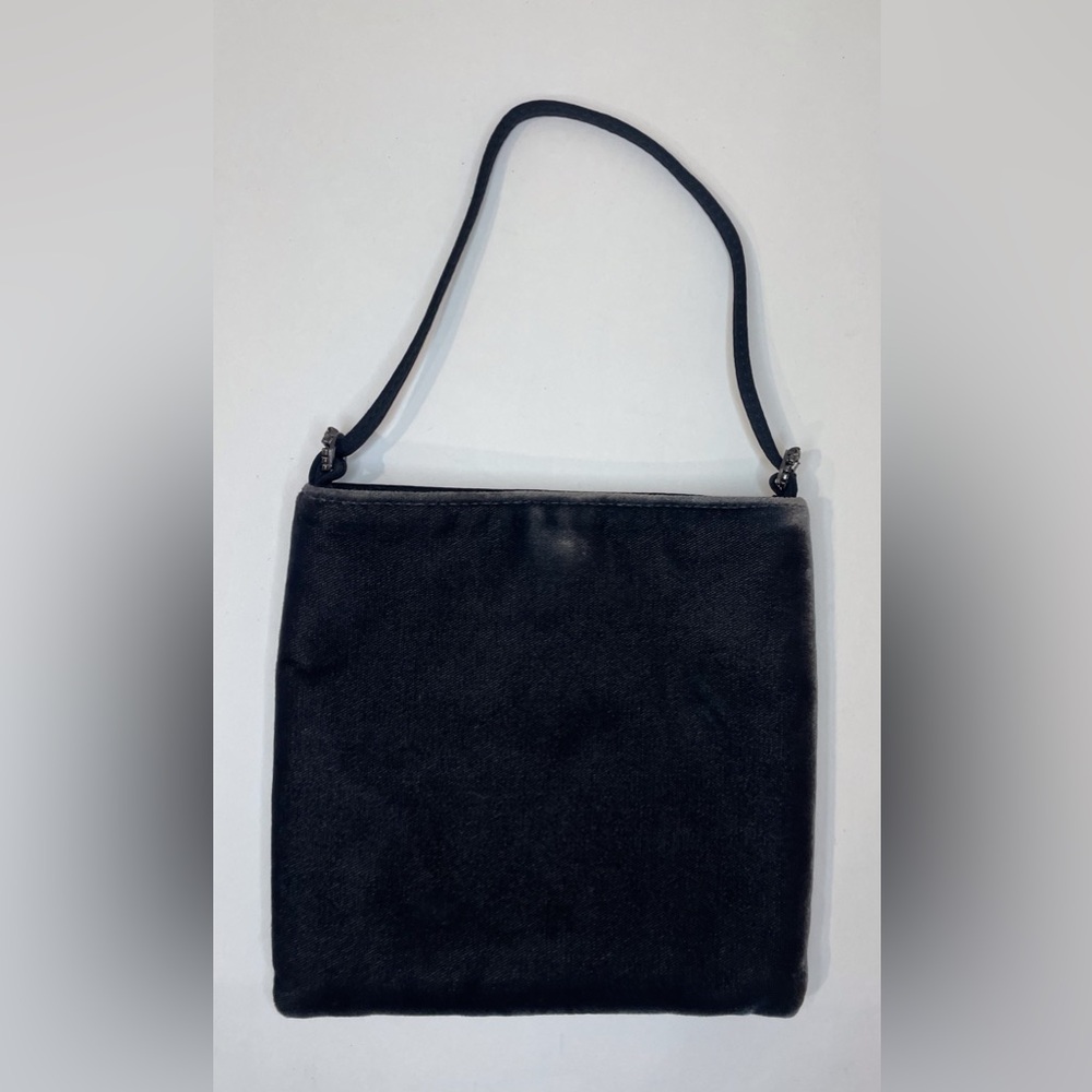Giorgio Armani Y2K Vintage Velvet‎ Dark Gray Handbag Mini Bag Size 6.5”x6.5”